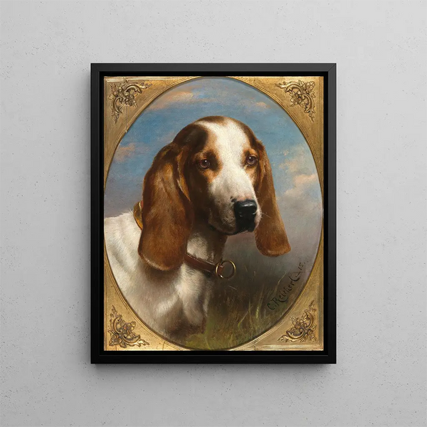 a hunting dog - Carl Reichert | Painting — framed artwork on a wall