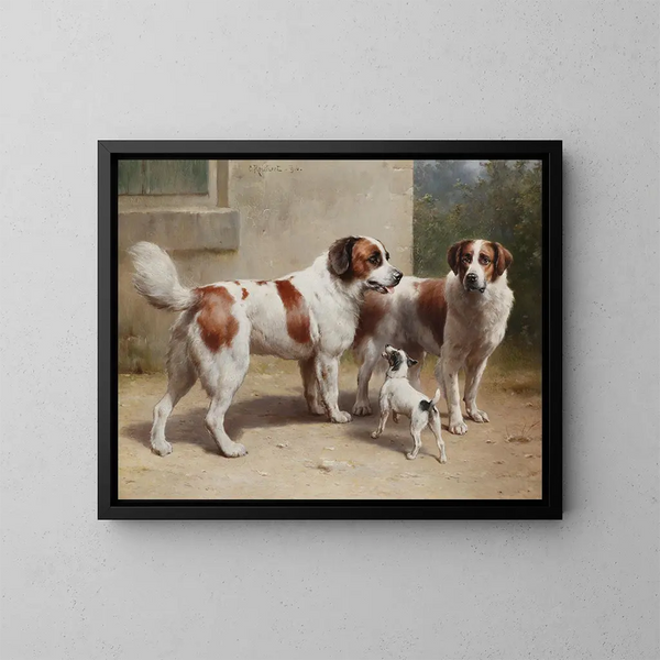 Three Dogs - Carl Reichert — framed artwork on a wall