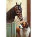 Friends, a bay and a Saint Bernard in a stable - Carl Reichert — artwork view