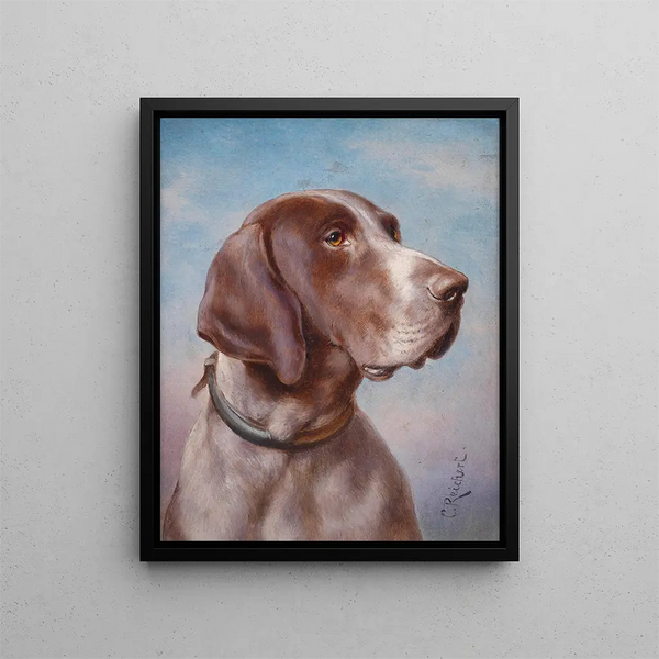 Portrait of a dog - Carl Reichert — framed artwork on a wall