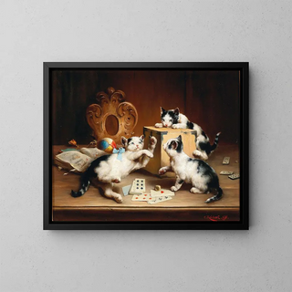 Playful kittens - Carl Reichert — framed artwork on a wall