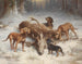 Hunting dogs with a shot deer - Carl Reichert — artwork view