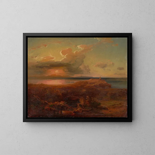 Gina with the Temple of Apollo - Carl Rottmann — framed artwork on a wall