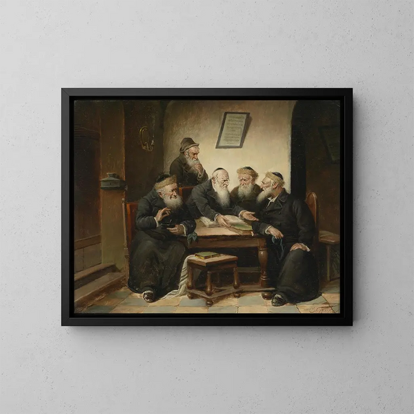 Chez le rabbin - Carl Schleicher — framed artwork on a wall