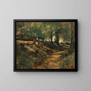 A farm on a country road - Carl Schuch — framed artwork on a wall