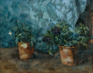 Nature morte avec des pots de fleurs - Carl Schuch — artwork view