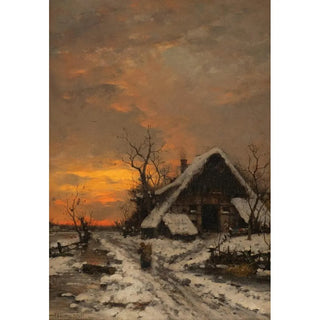 Winter Landscape Painting in the Evening - Carl Schultze — artwork view