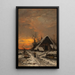 Winter Landscape Painting in the Evening - Carl Schultze — framed artwork on a wall