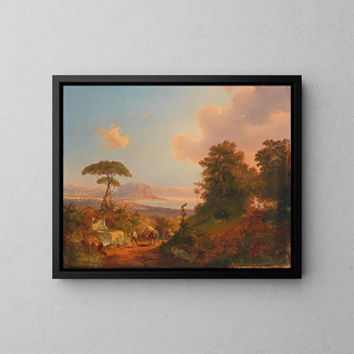 View of the Palermo Bay - Carl Schweninger — framed artwork on a wall