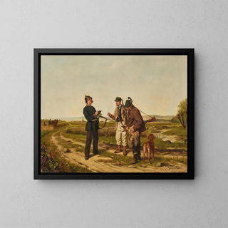 Hunting permit verification painting - Carl Sellmer — framed artwork on a wall