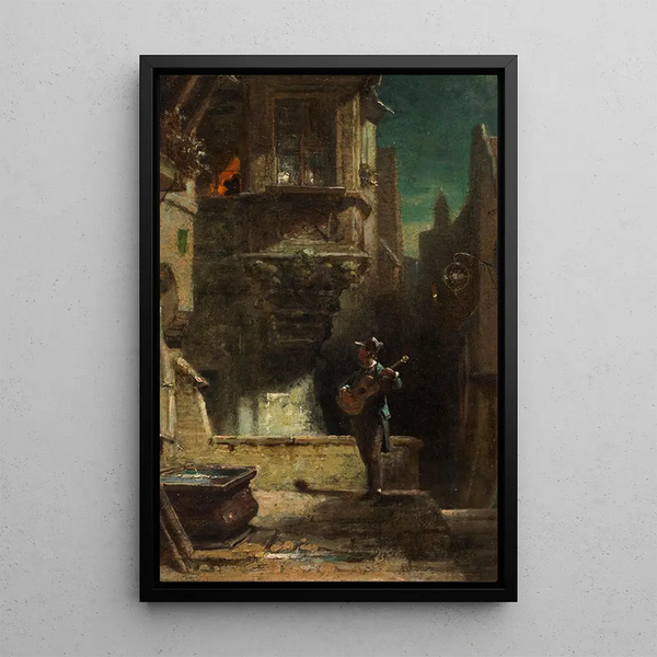 La Sérénade - Carl Spitzweg — framed artwork on a wall