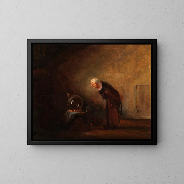 The Alchemist Chemist - Carl Spitzweg — framed artwork on a wall