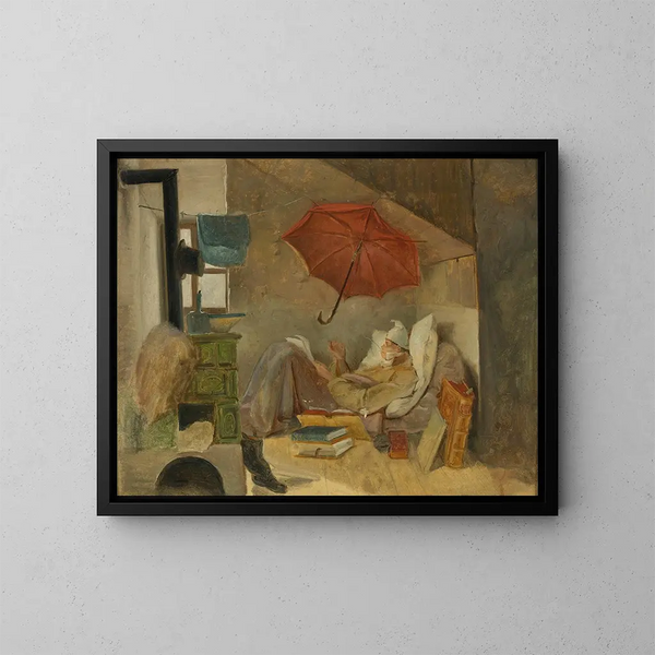 The Poor Poet - Carl Spitzweg — framed artwork on a wall