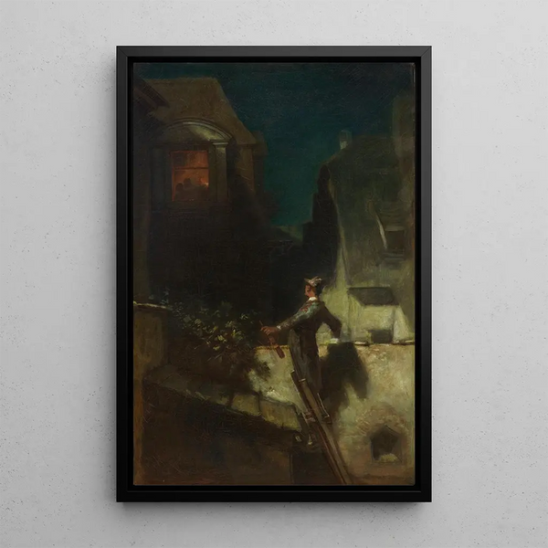 The Violinist in Moonlight - Carl Spitzweg — framed artwork on a wall