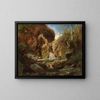 Rock Pools with Rapid Waters - Carl Spitzweg — framed artwork on a wall