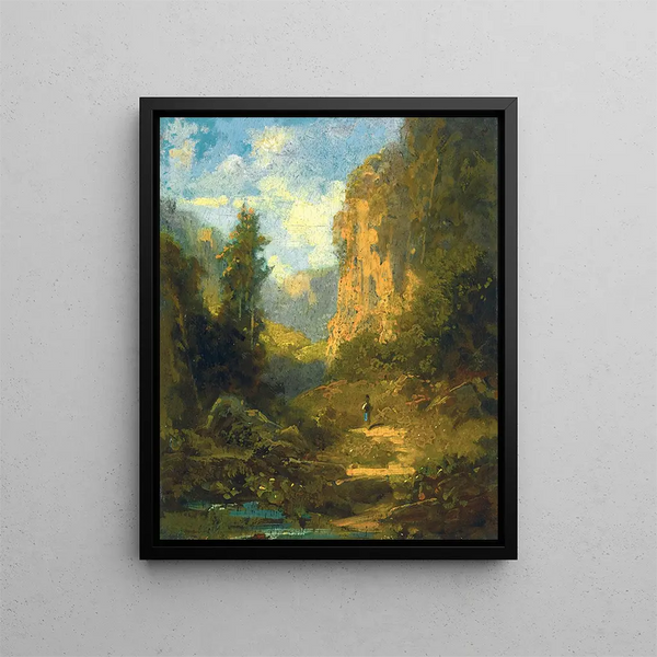 Mountain Landscape Painting - Carl Spitzweg — framed artwork on a wall