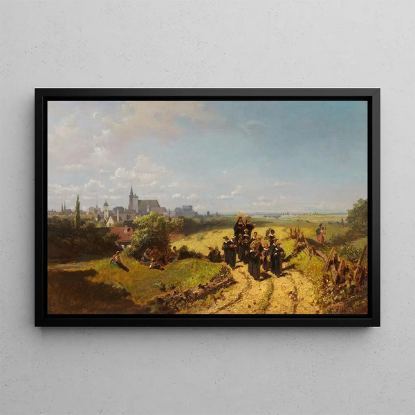 Promenade de l'institut - Carl Spitzweg — framed artwork on a wall