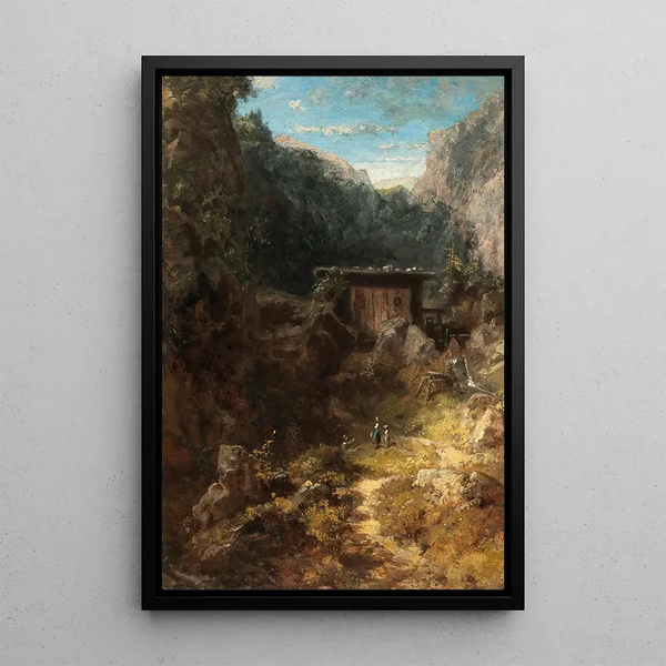 Moulin de montagne - Carl Spitzweg — framed artwork on a wall