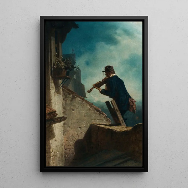 La Sérénade - Carl Spitzweg — framed artwork on a wall