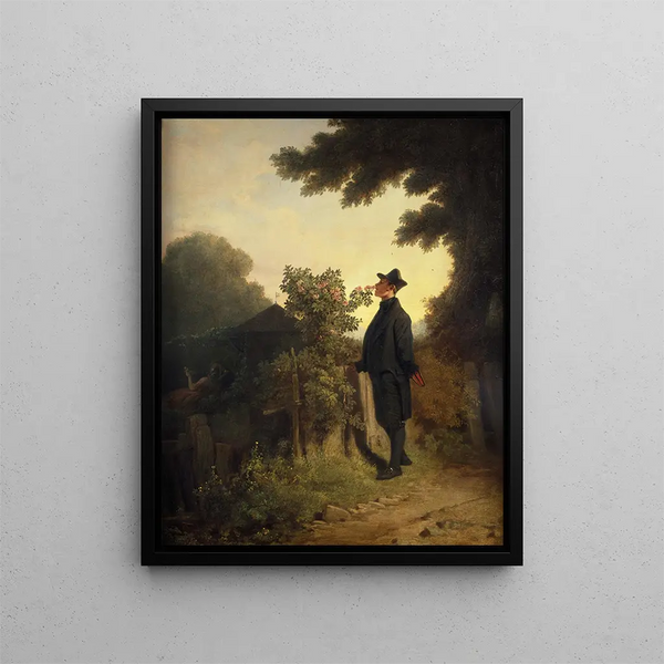 L'amant de roses - Carl Spitzweg — framed artwork on a wall