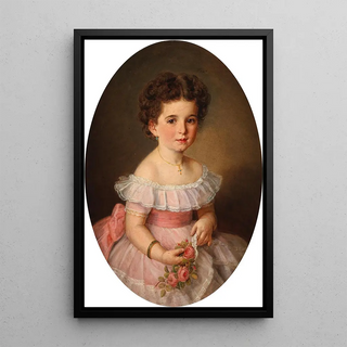 Portrait of a Young Girl with Roses - Carl Teibler — framed artwork on a wall