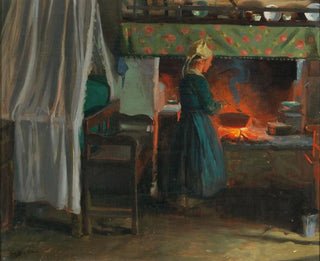 in a Dutch farmhouse kitchen - Carl Theodor von Blaas — artwork view