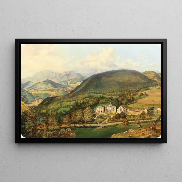 View of the Saint-Christoph estate, Saint-Christophen near Prigglitz, Lower Austria - Carl Thöndel — framed artwork on a wall