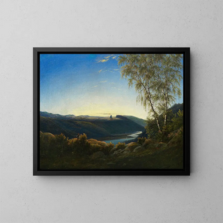 Landscape of Elbe at Sunrise - Carl Wagner — framed artwork on a wall