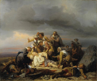 The discovery of King Gustav II Adolf of Sweden's body after the Battle of Lützen - Carl Wahlbom — artwork view