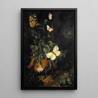 Reproduction of the painting of Still life with butterflies, lizard, and snake - Carl Wilhelm de Hamilton