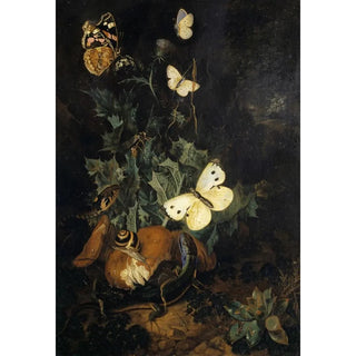 Reproduction of the painting of Still life with butterflies, lizard, and snake - Carl Wilhelm de Hamilton