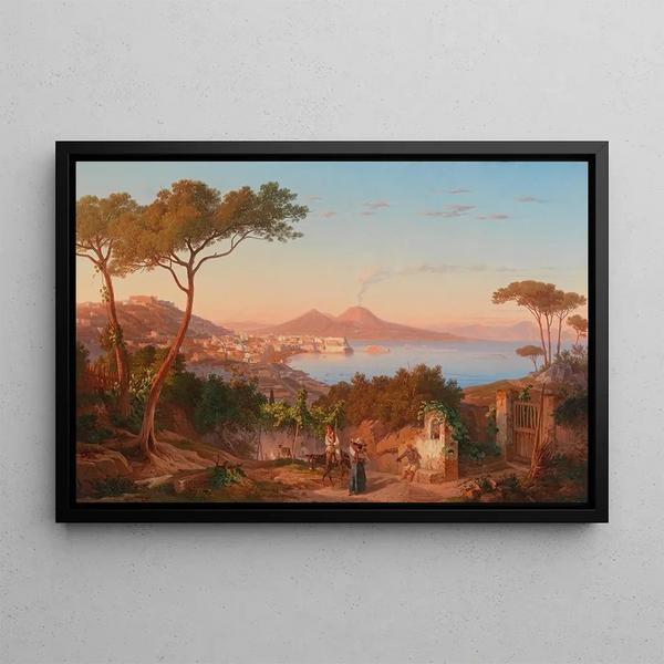 View of the Bay of Naples - Carl Wilhelm Götzloff — framed artwork on a wall