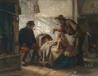 At the Nativity Scene - Carl Wilhelm Hübner — artwork view