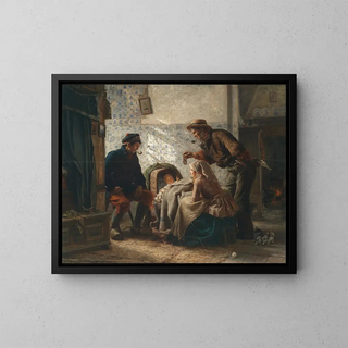 At the Nativity Scene - Carl Wilhelm Hübner — framed artwork on a wall