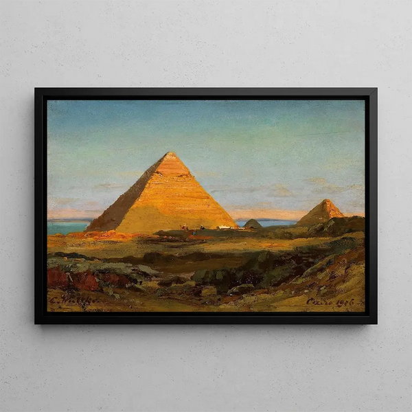 Les Pyramides de Gizeh - Carl Wuttke — framed artwork on a wall