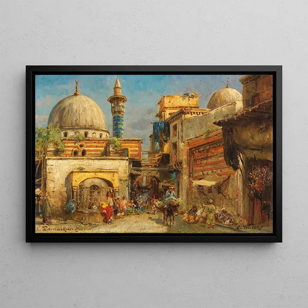 Rue du marché à Damas - Carl Wuttke — framed artwork on a wall