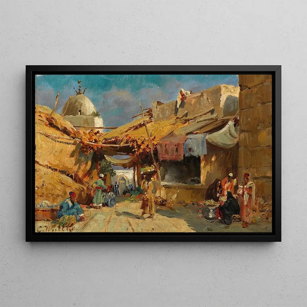 Oriental Bazaar Painting - Carl Wuttke — framed artwork on a wall