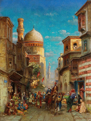 Carl Wuttke - Straenszene an der KaiBeyMoschee in Kairo.webp