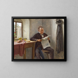 The newspaper reader - Carl Zewy — framed artwork on a wall