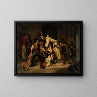 Scene of the Peasants' War - Carl von Hüberlin — framed artwork on a wall