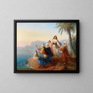 Summer Excursion at the Sea - Carl von Hess — framed artwork on a wall