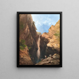 A goat herder in the Alps - Carlo Bossoli — framed artwork on a wall