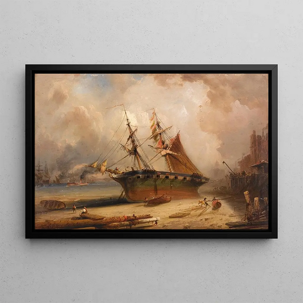 The Thames - Carlo Bossoli — framed artwork on a wall