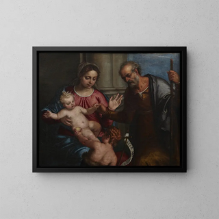 Sainte Famille avec le Saint Enfant Jean - Carlo Caliari — framed artwork on a wall