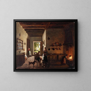 Interior kitchen painting - Carlo Canella — framed artwork on a wall