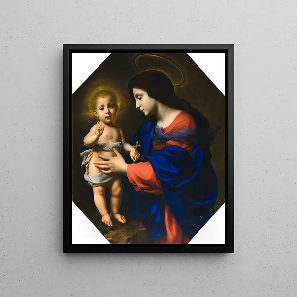 Virgin and Child Painting - Carlo Dolci — framed artwork on a wall