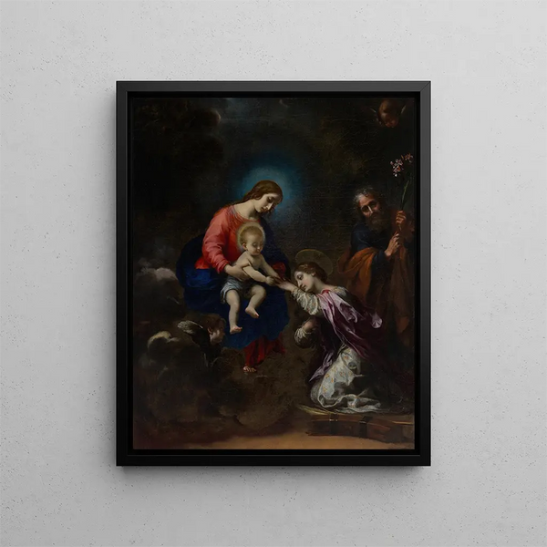 The Mystic Marriage of Saint Catherine of Alexandria - Carlo Dolci — framed artwork on a wall