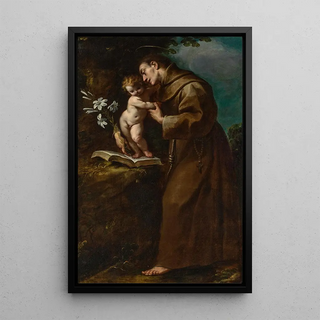 Saint Antoine de Padoue with the Child Jesus - Carlo Francesco Nuvolone — framed artwork on a wall