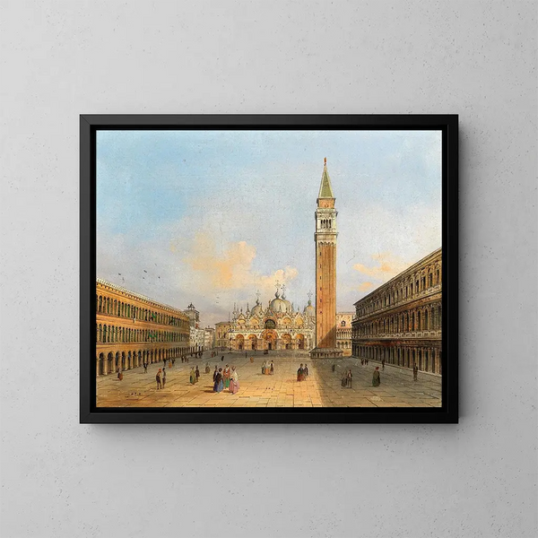 a view of Saint Mark's Square and the Campanile - Carlo Grubacs — framed artwork on a wall