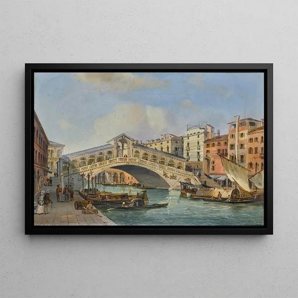 Venice View of the Rialto Bridge from the south - Carlo Grubacs — framed artwork on a wall